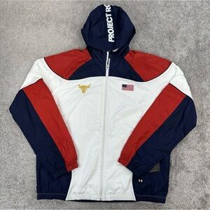 Under Armour Project Rock Navy, Red, and White Windbreaker USA